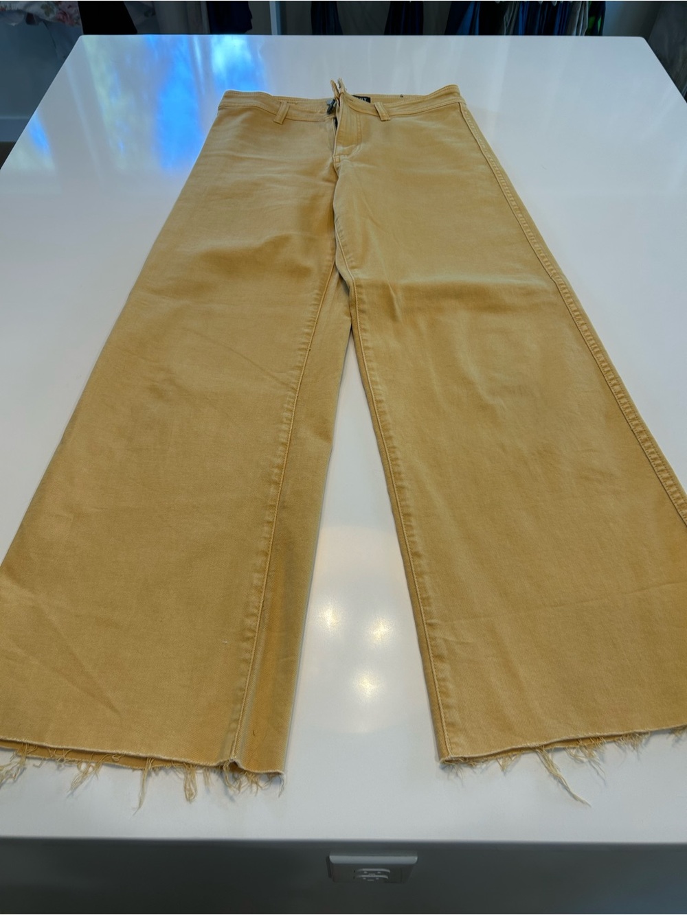 KUT from the Kloth Angela High Rise Gaucho Jeans - Mustard Yellow